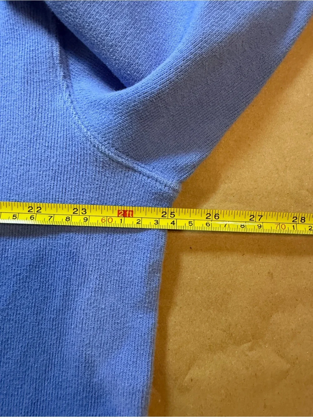 Lands' End Men's Periwinkle Blue Quarter-Zip Sweater with Navy Collar - Picture 5 of 6